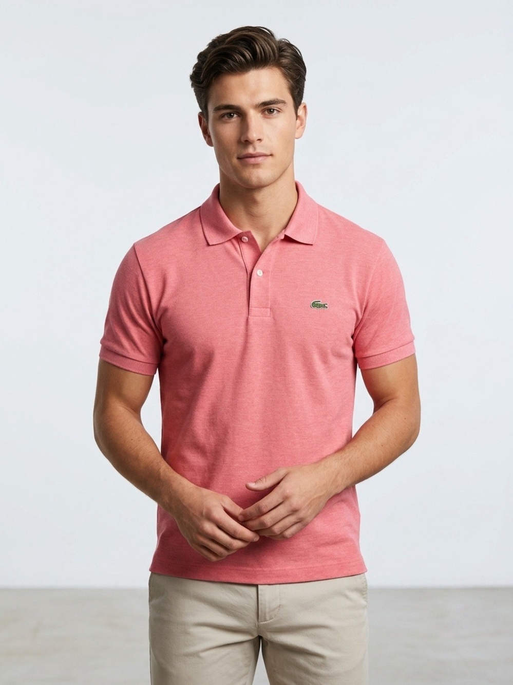 141 LACOSTE Men's Classic Fit Piqué Polo - Salmon Pink, X-Large